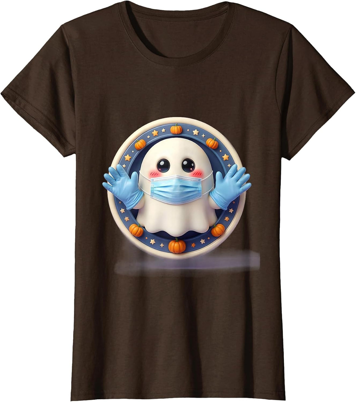Women's Halloween Ghost Surgeon Underscrub Design T-Shirt - Brown