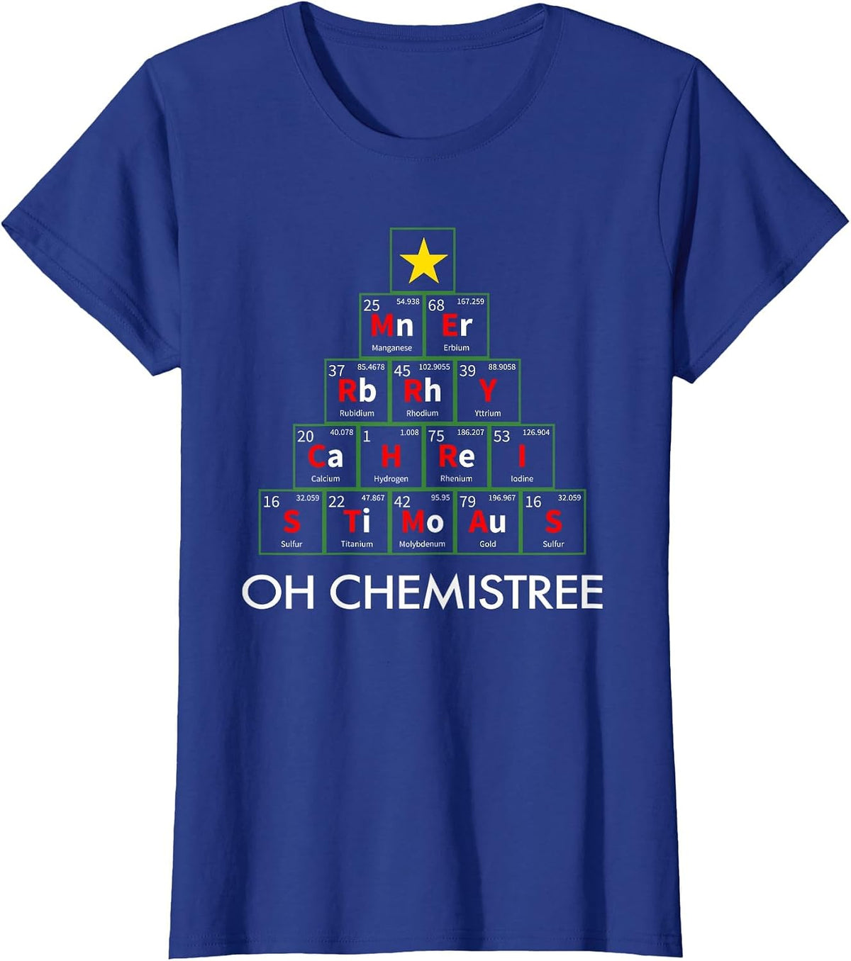 Oh Chemistree Pajama Chemist Tree Periodic Table Teacher T-Shirt - Royal Blue