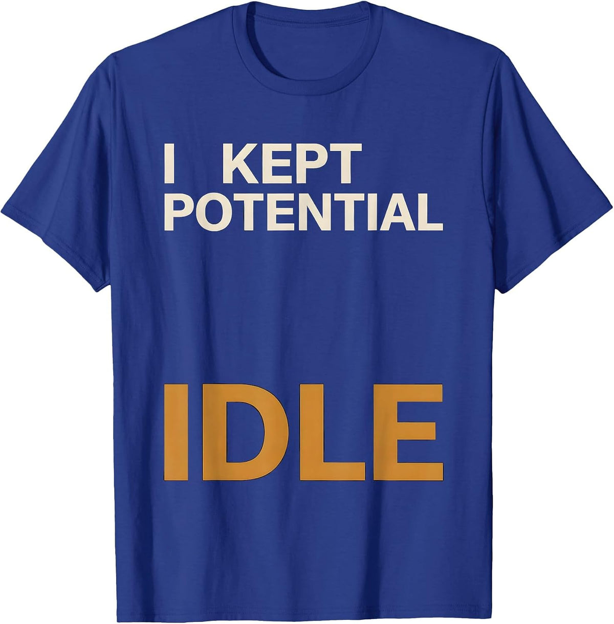 Men's I Kept Potential Idle Funny Physics Pun Humor T-Shirt - Royal Blue