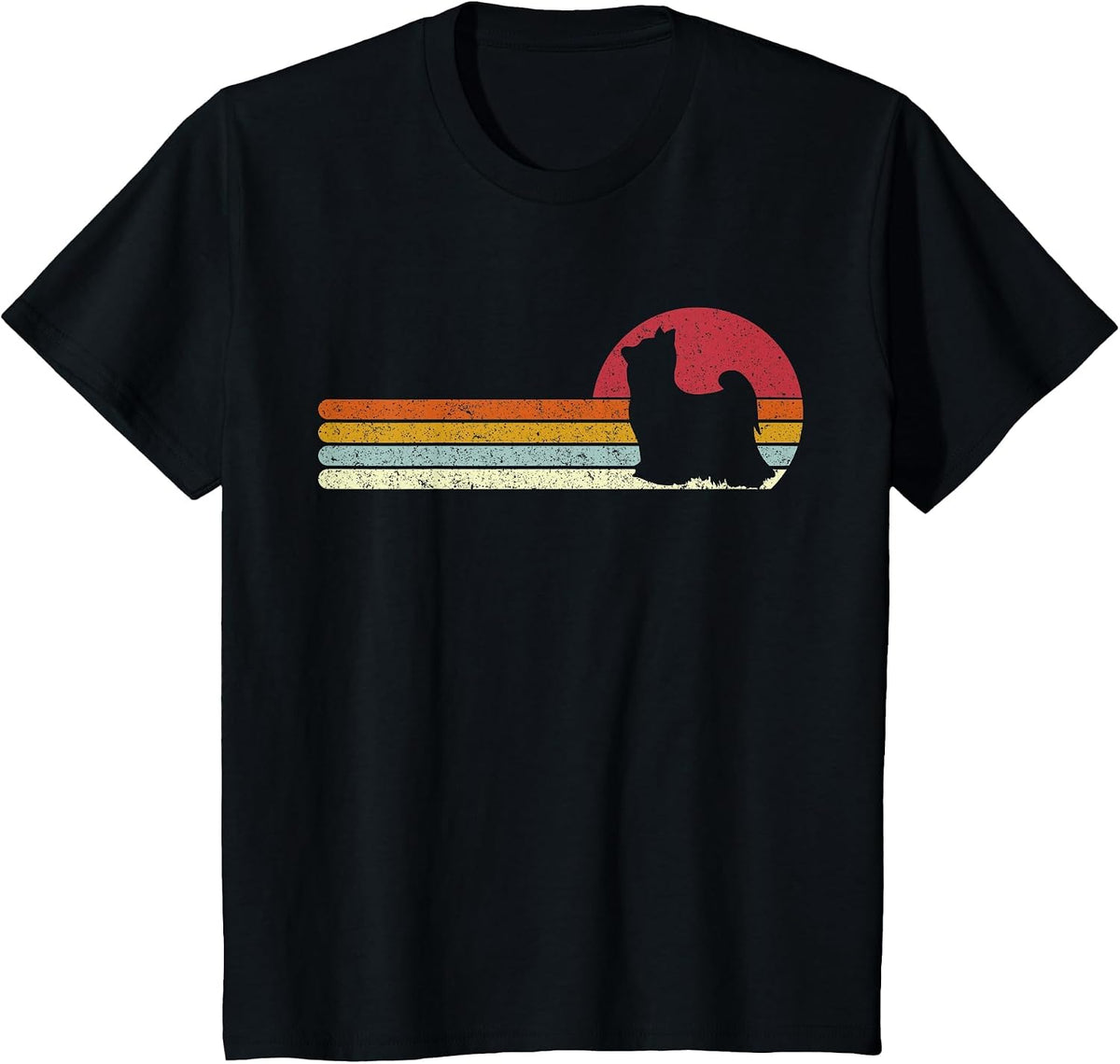 Yorkie Silhouette Sunset Dog Owners T-Shirt - Black