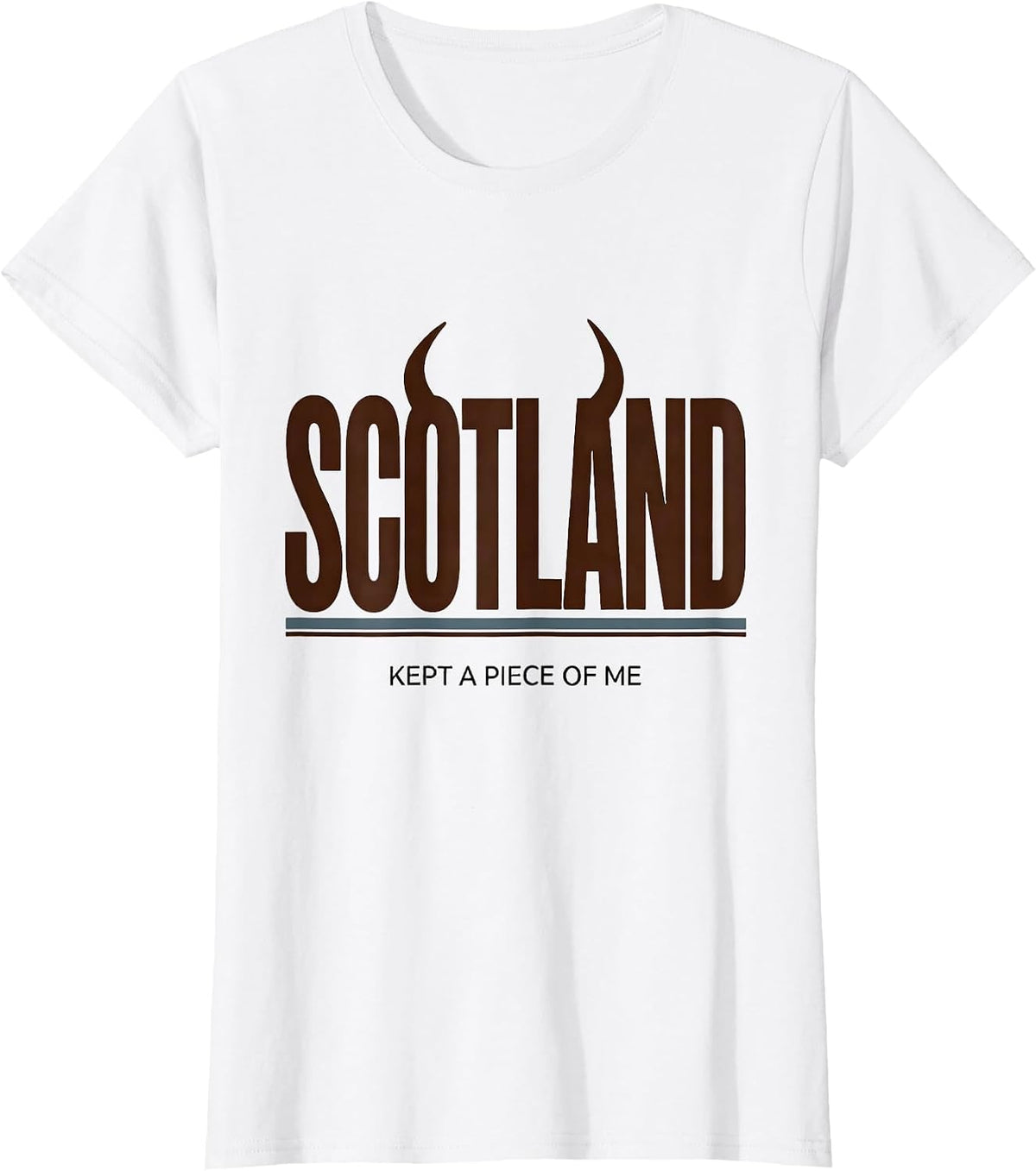 Women's Scotland Kept A Piece Of Me Cute Highland Cow Scottish Humor T-Shirt - White