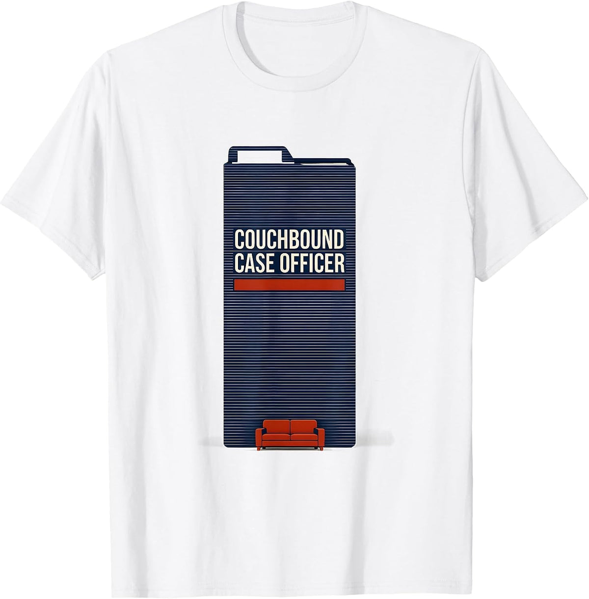 Men's Couchbound Case Officer True Crime Fan Humor T-Shirt - White