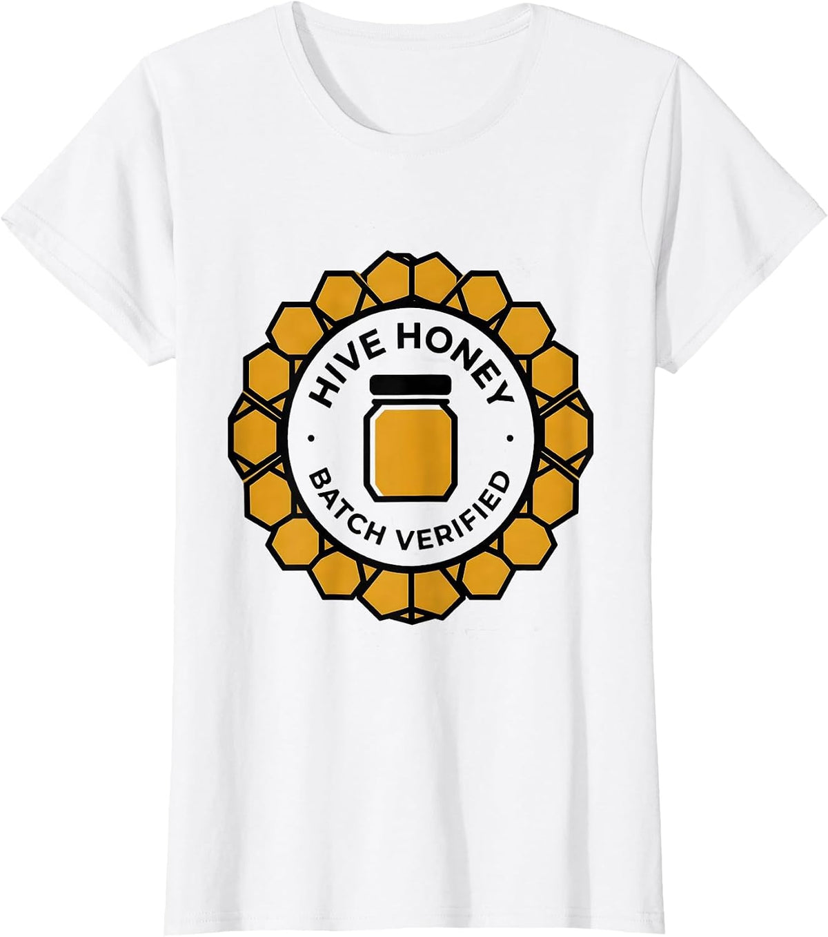 Hive Honey Batch Verified Geometric Beekeeper Honey Humor T-Shirt - White