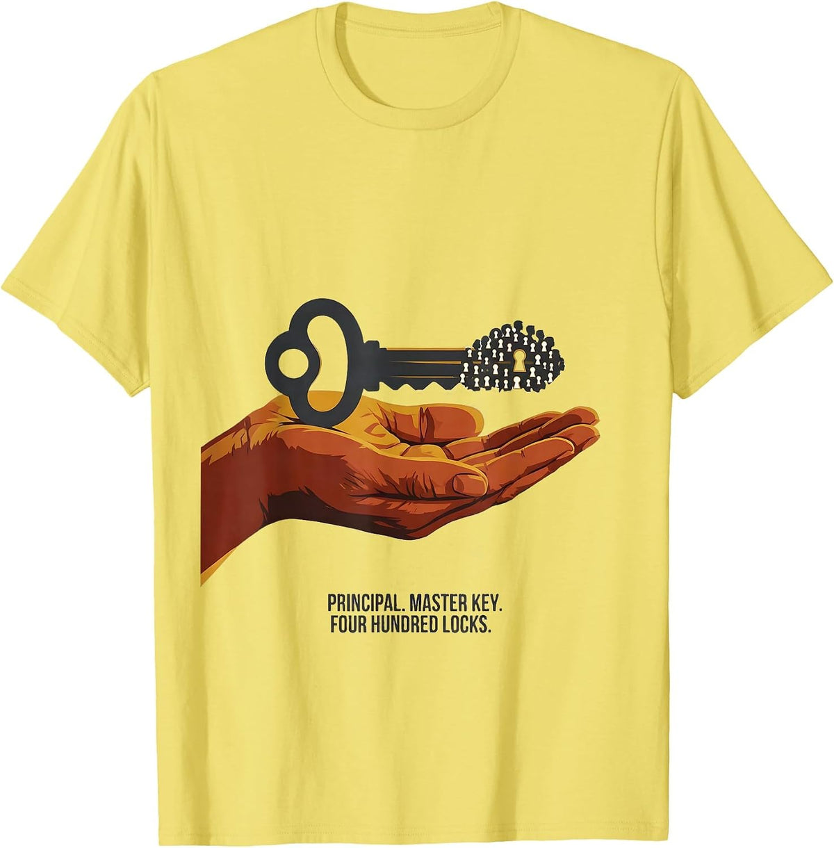 Men's Principal Master Key Four Hundred Locks Funny T-Shirt - Lemon Yellow