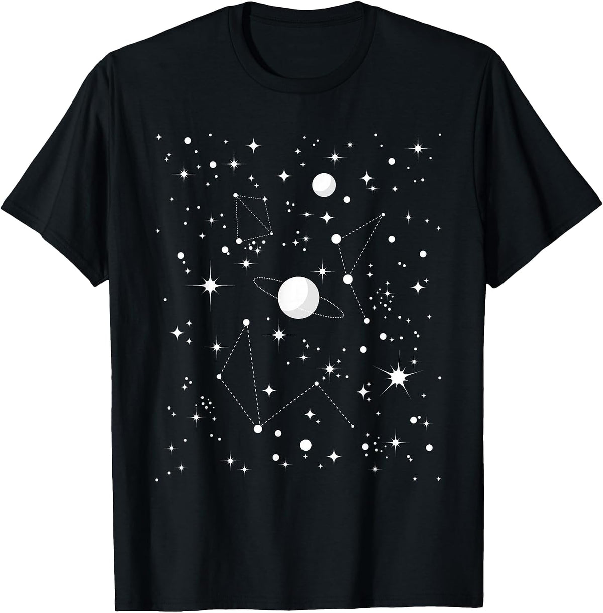 Stargazing - Astronomy Lover Astrological Constellations T-Shirt - Black