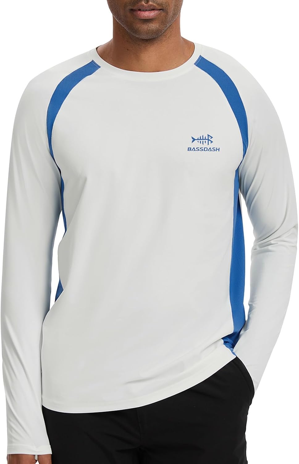 BASSDASH Men's UPF 50+ Wrinkle-Free Fishing Shirt Long Sleeve Casual Tee with Breathable Mesh for Hiking Running SR01M -