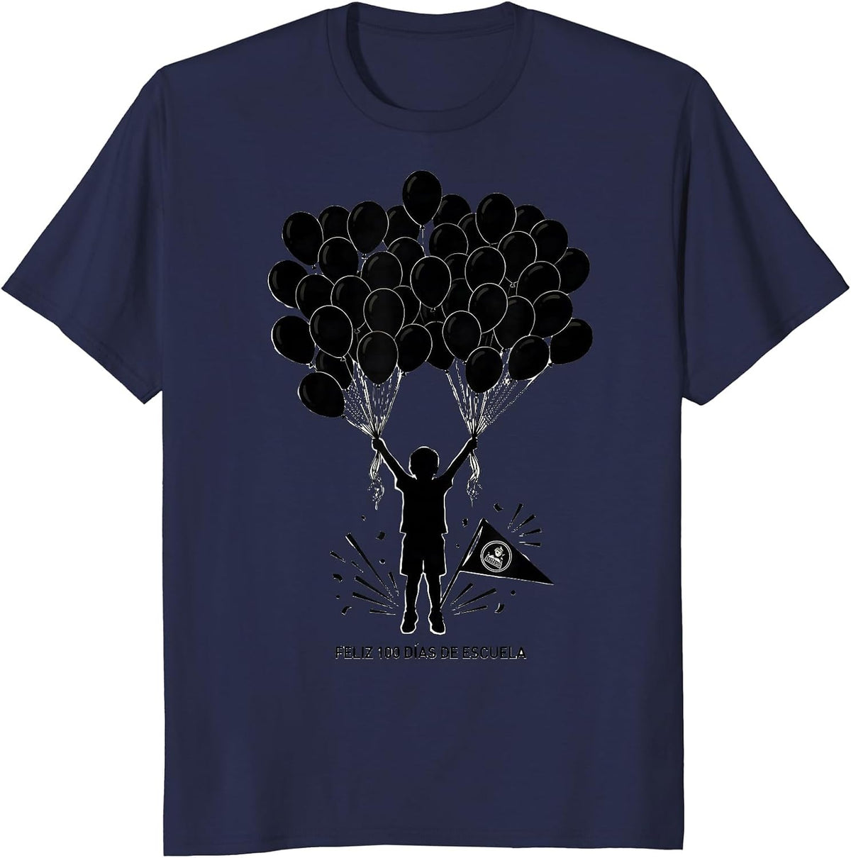 Feliz 100 Días de Escuela Cheerful Spanish Teacher 100th Day T-Shirt - Navy Blue