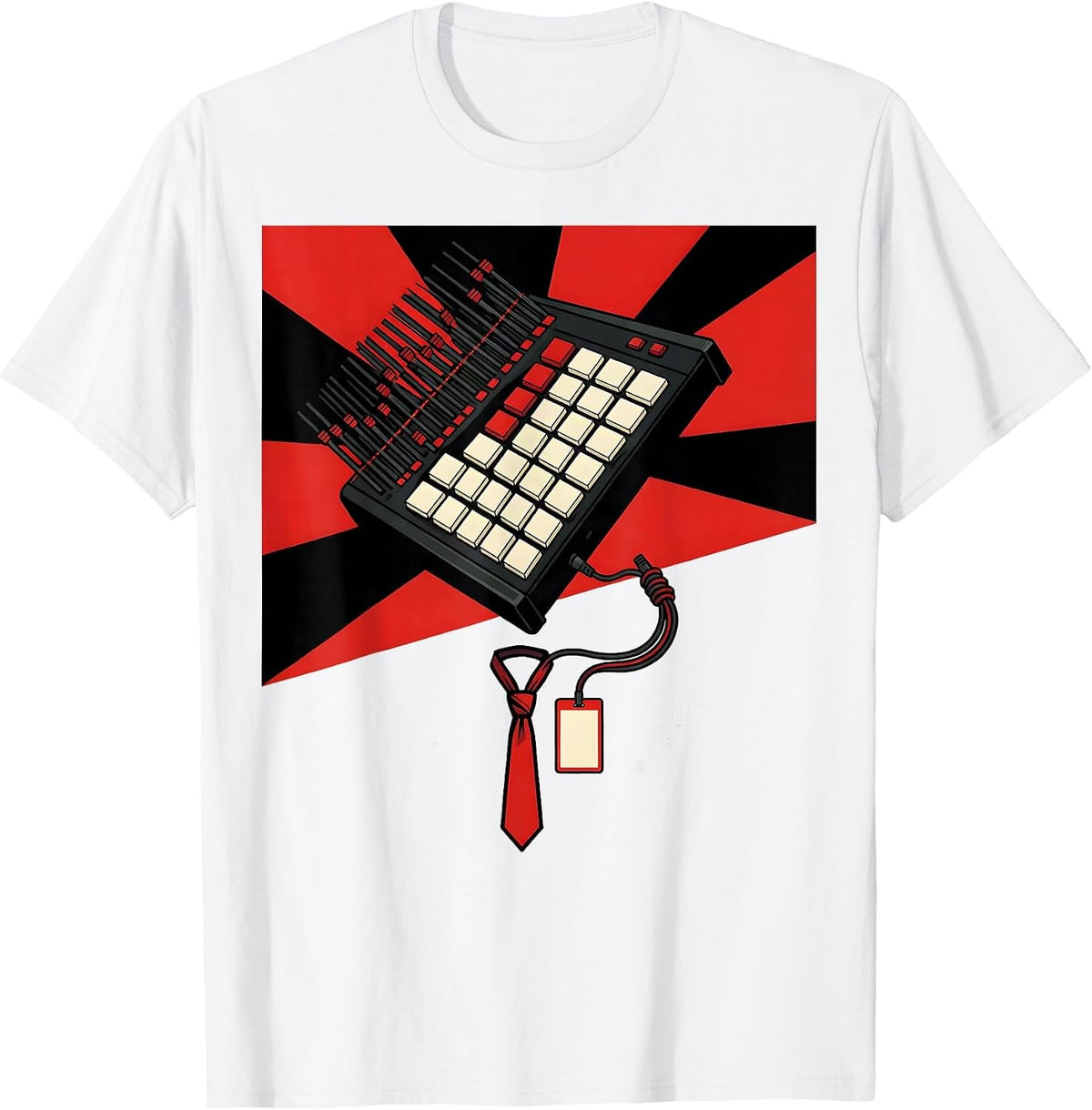 Men's Drum Machine Retro Hip Hop Throwback Graphic T-Shirt - White