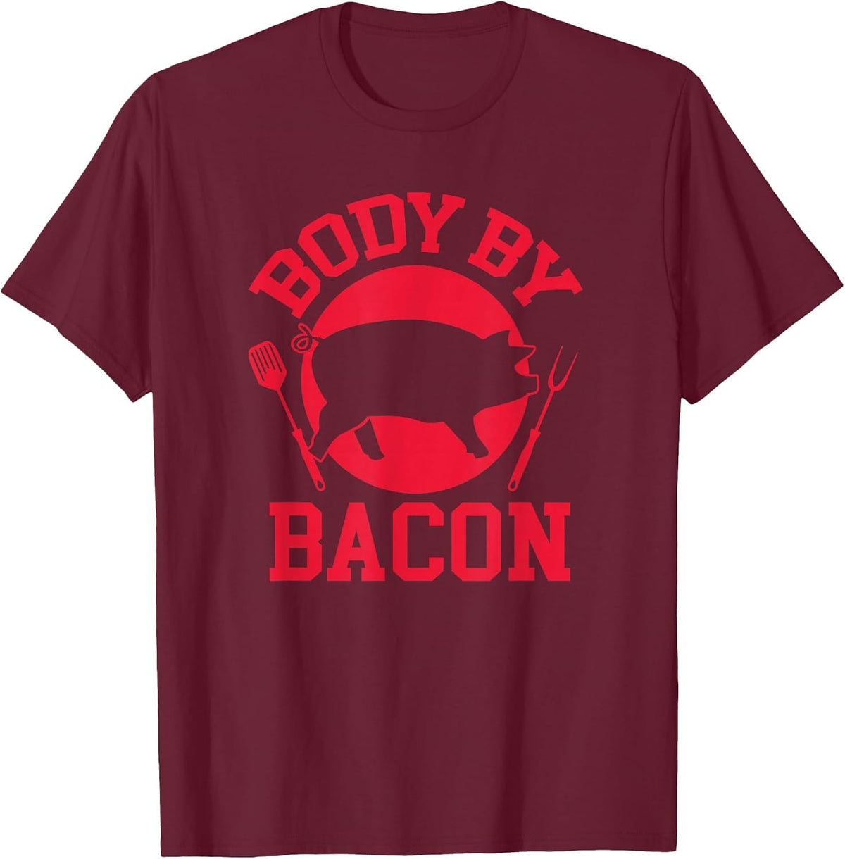Body by Bacon Funny Keto Carnivore Food T-Shirt - Burgundy