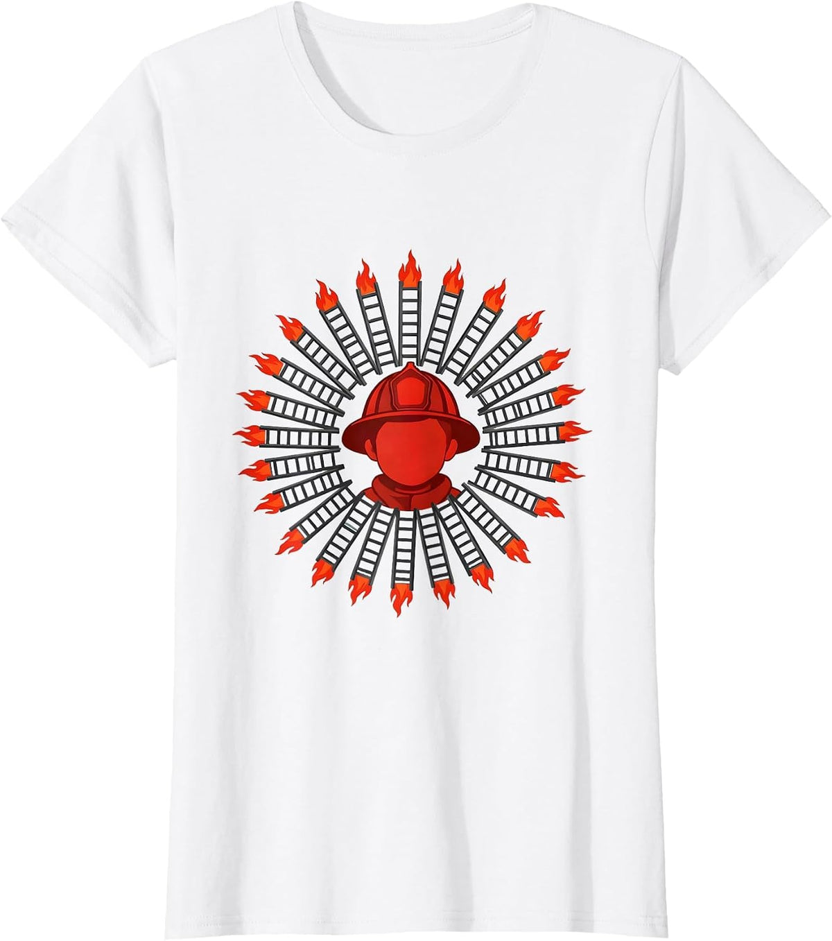 Child Firefighter Helmet Birthday Party Hat Minimalist T-Shirt - White