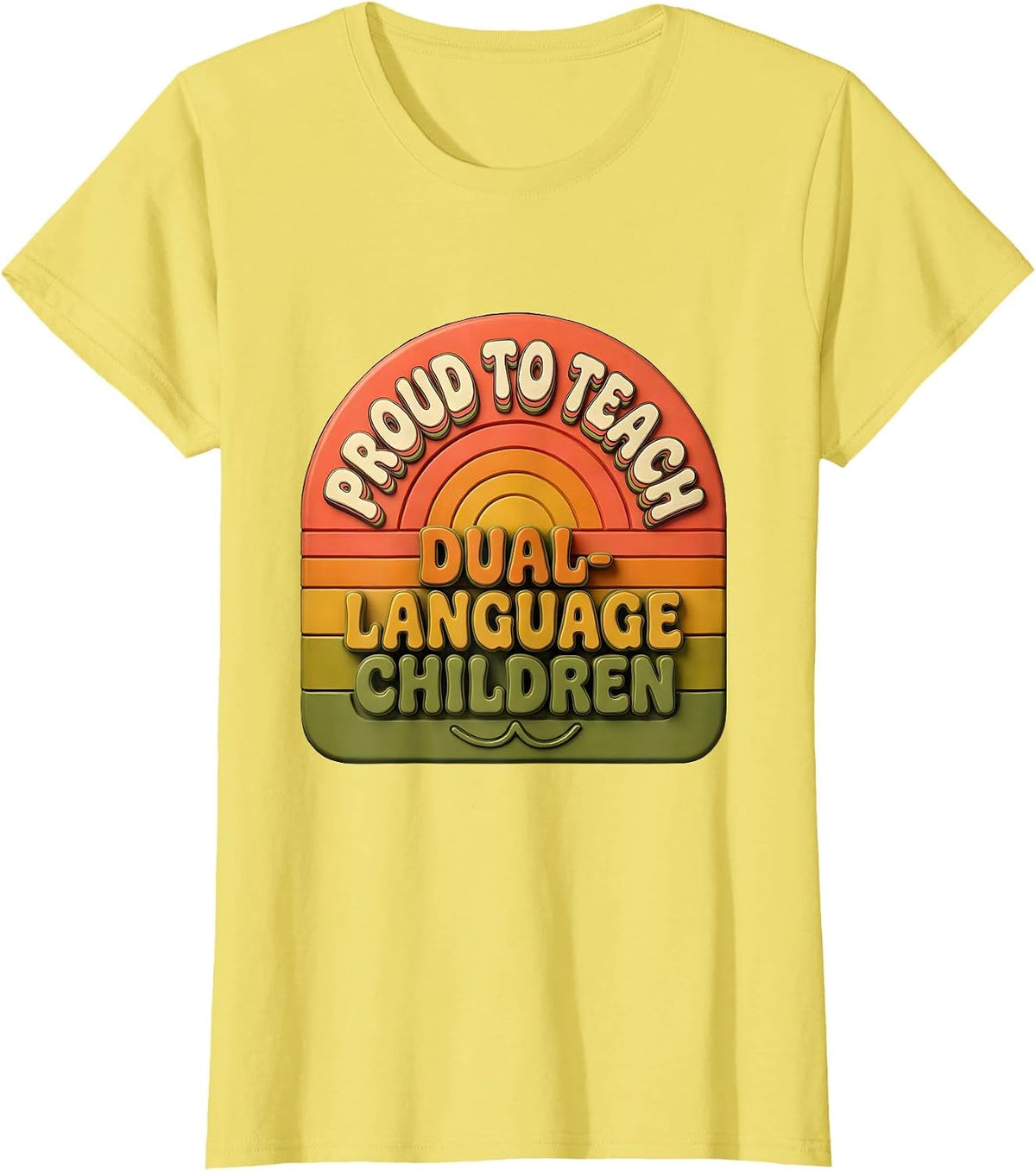 Women's Proud To Teach Dual-Language Children Retro Spanish Teacher T-Shirt - Lemon Yellow
