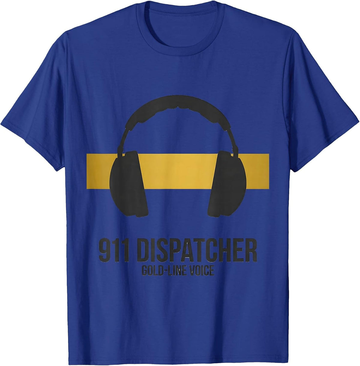 911 Dispatcher Gold-Line Voice Tribute Thin Line Emergency T-Shirt - Royal Blue