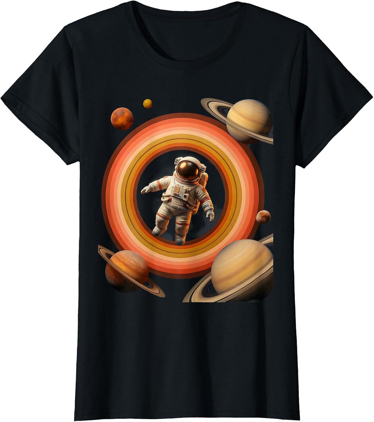 Astronaut Floating Free in Deep Space Design T-Shirt - Black