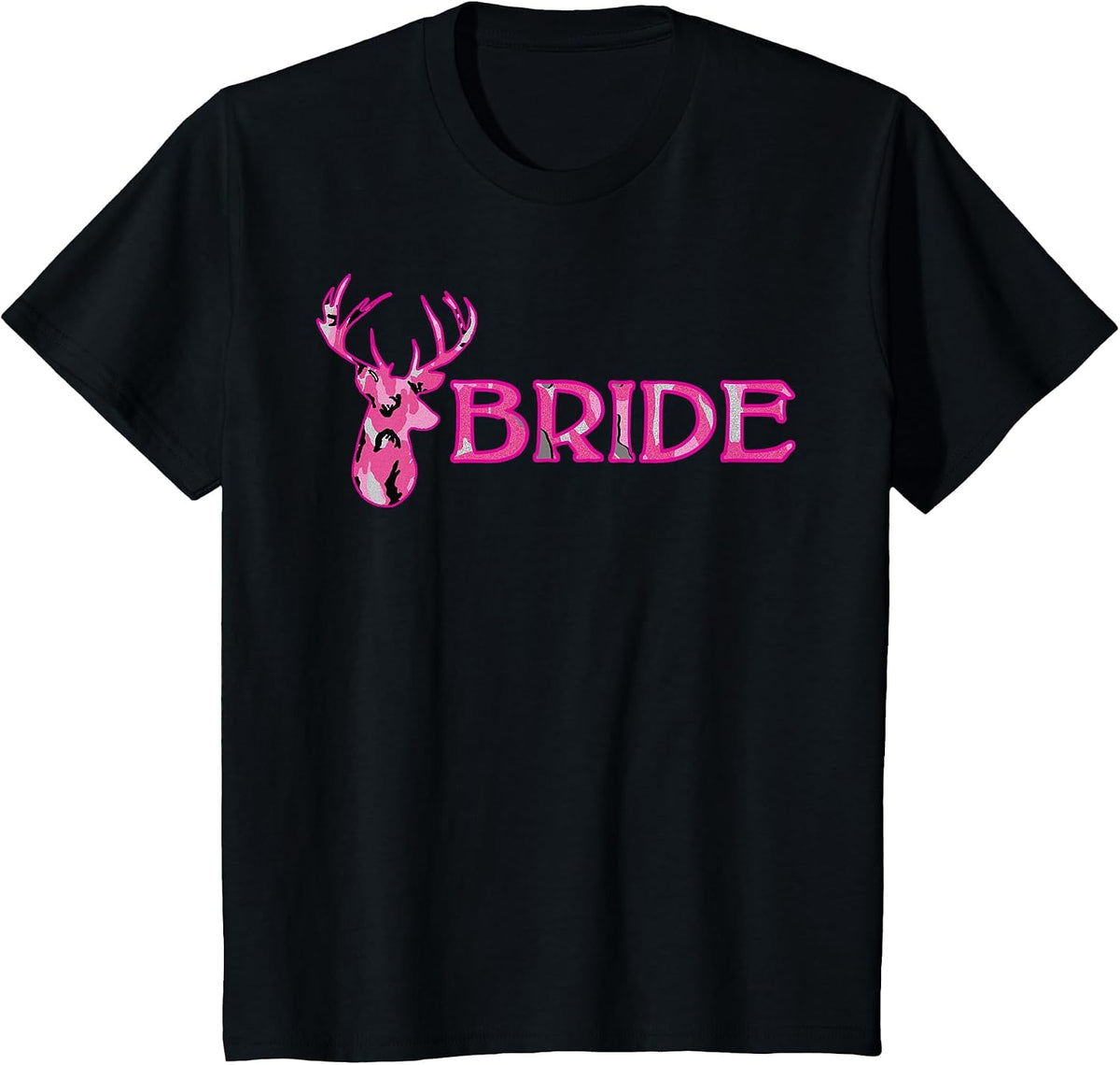 Bride Bachelorette Deer Camouflage Party Wedding T-Shirt - Black