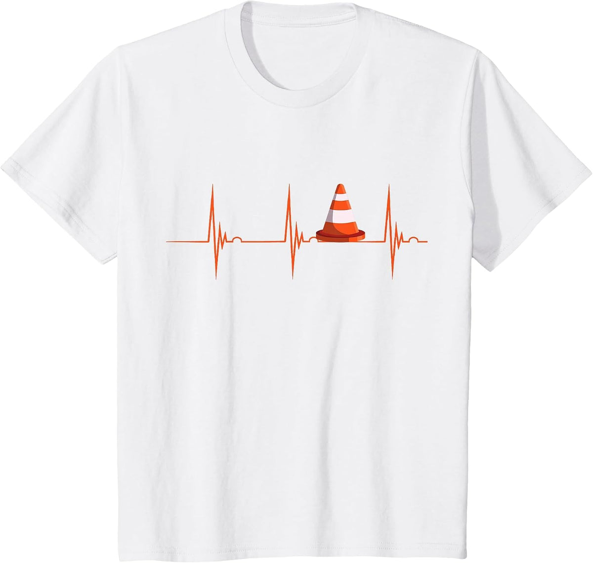 Heartbeat EKG Pulse Construction Safety Cone Traffic Cone T-Shirt - White