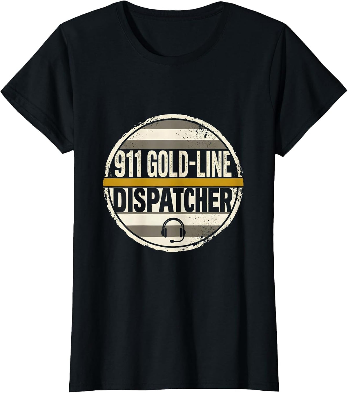 911 Gold-Line Dispatcher Thin Line Tribute Gift T-Shirt - Black