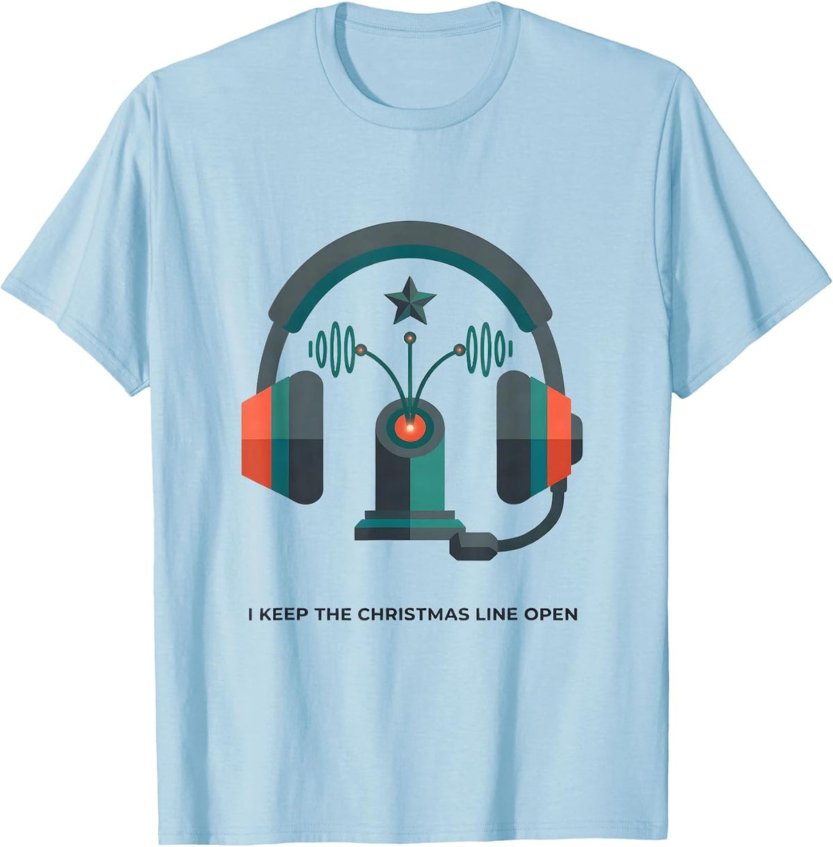 Men's I Keep The Christmas Line Open Funny 911 Dispatcher T-Shirt - Baby Blue