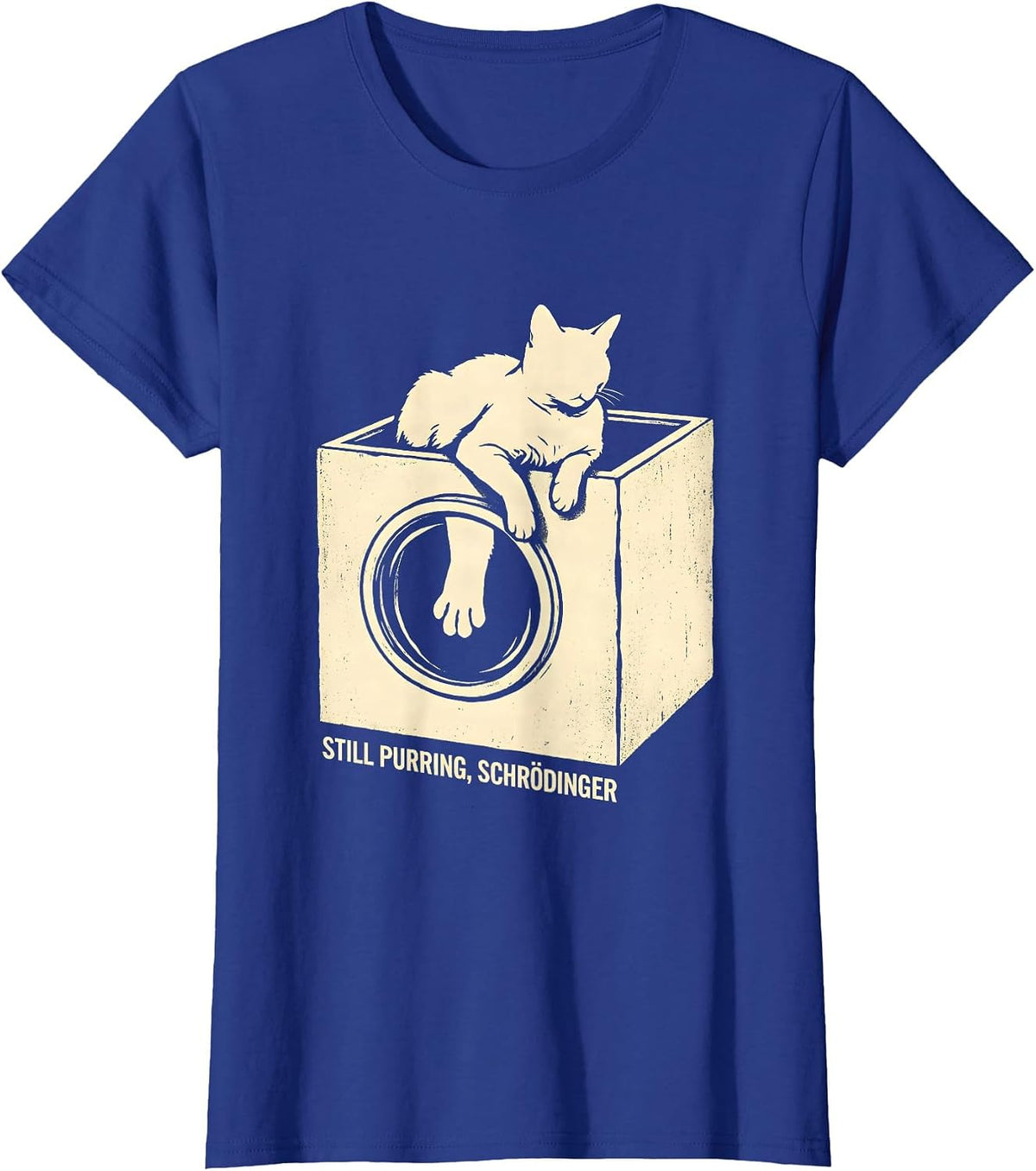 Women's Still Purring Schrödinger Quantum Physics Humor Science T-Shirt - Royal Blue