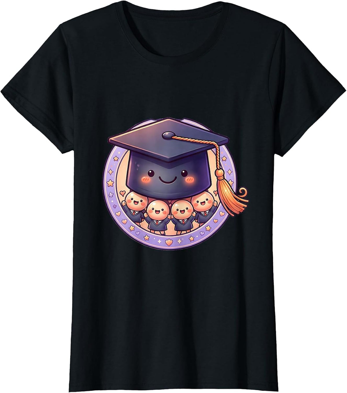 Women's 4th Grade Teacher Graduation Cap Students Gift T-Shirt - Black