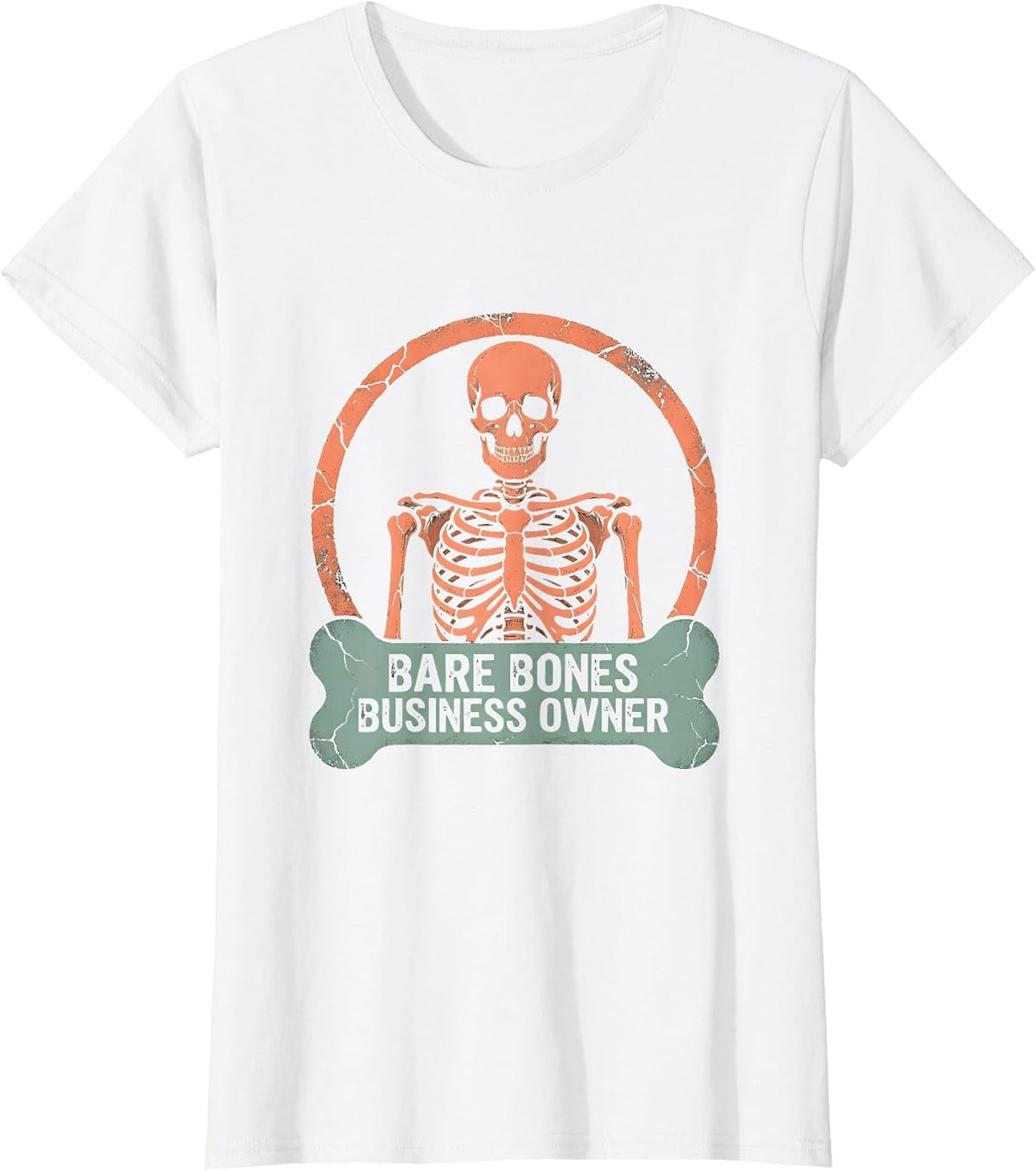 Bare Bones Business Owner Halloween Skeleton T-Shirt - White
