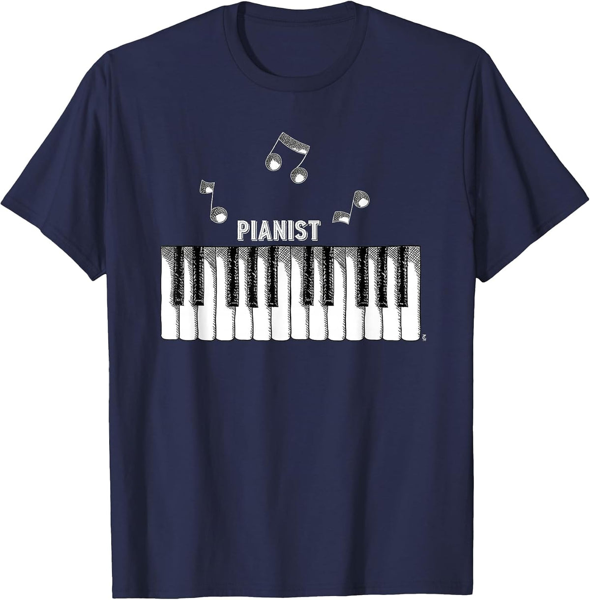 Distressed Vintage Piano Keys Pianist Keyboardist T-Shirt T-Shirt - Navy Blue