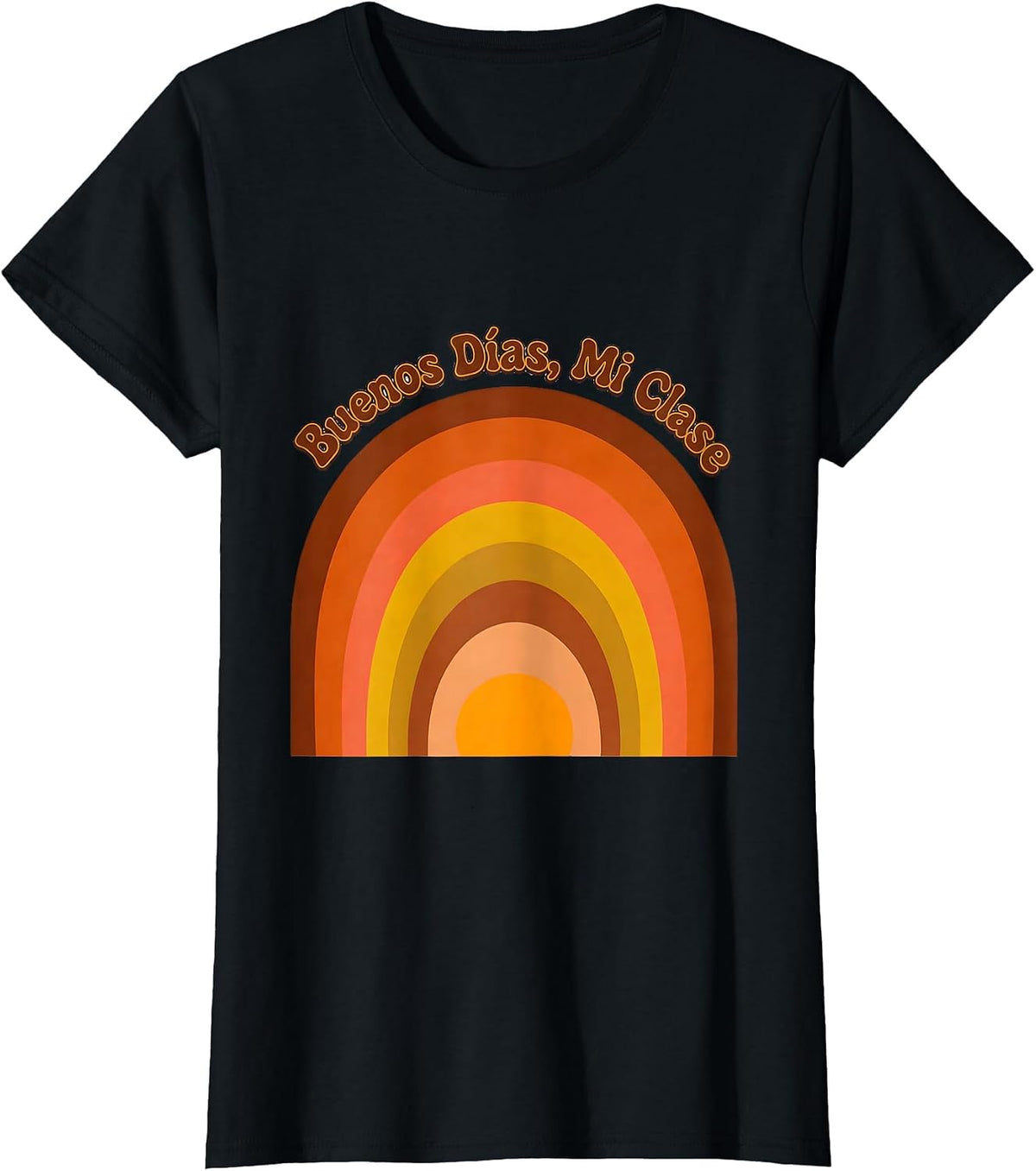 Buenos Días Mi Clase Retro 70s Spanish Teacher Back T-Shirt - Black
