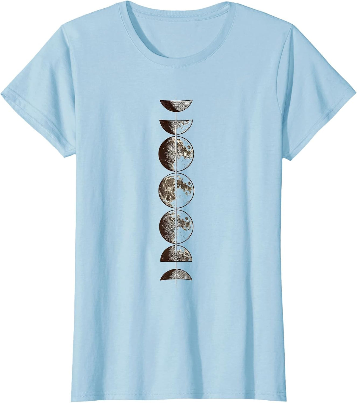 Lunar Cycle Etched Moon Phase Astronomy Celestial T-Shirt - Baby Blue