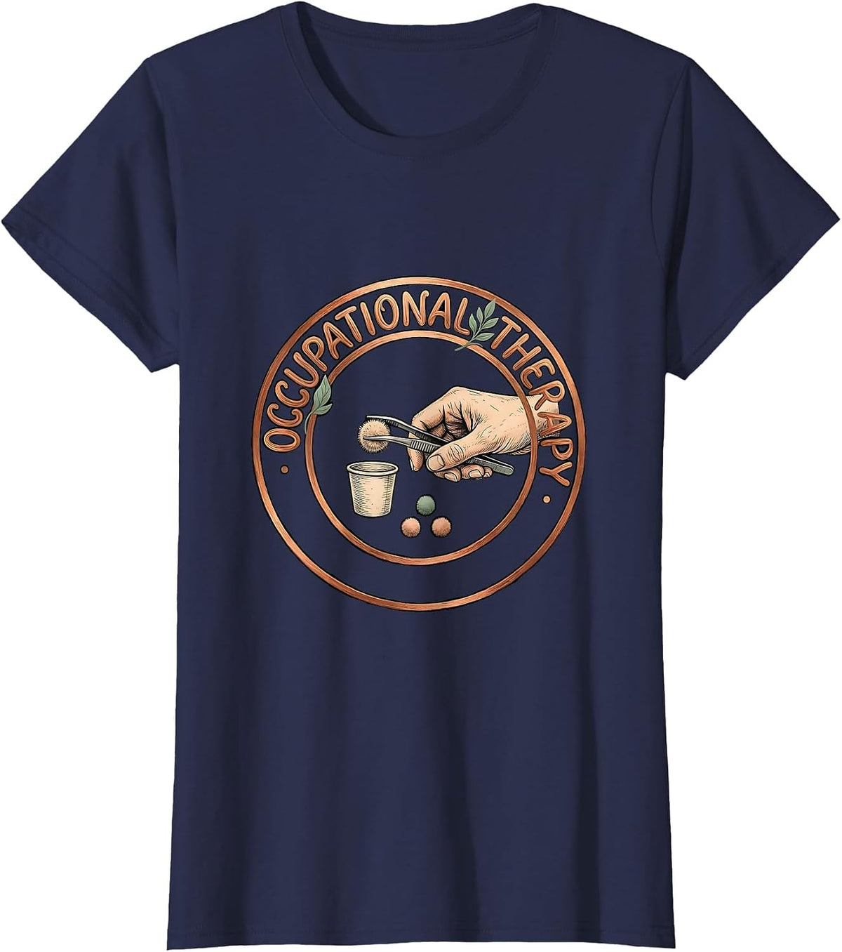 Women's Occupational Therapy Boho Retro Occupational Therapist OT T-Shirt - Navy Blue