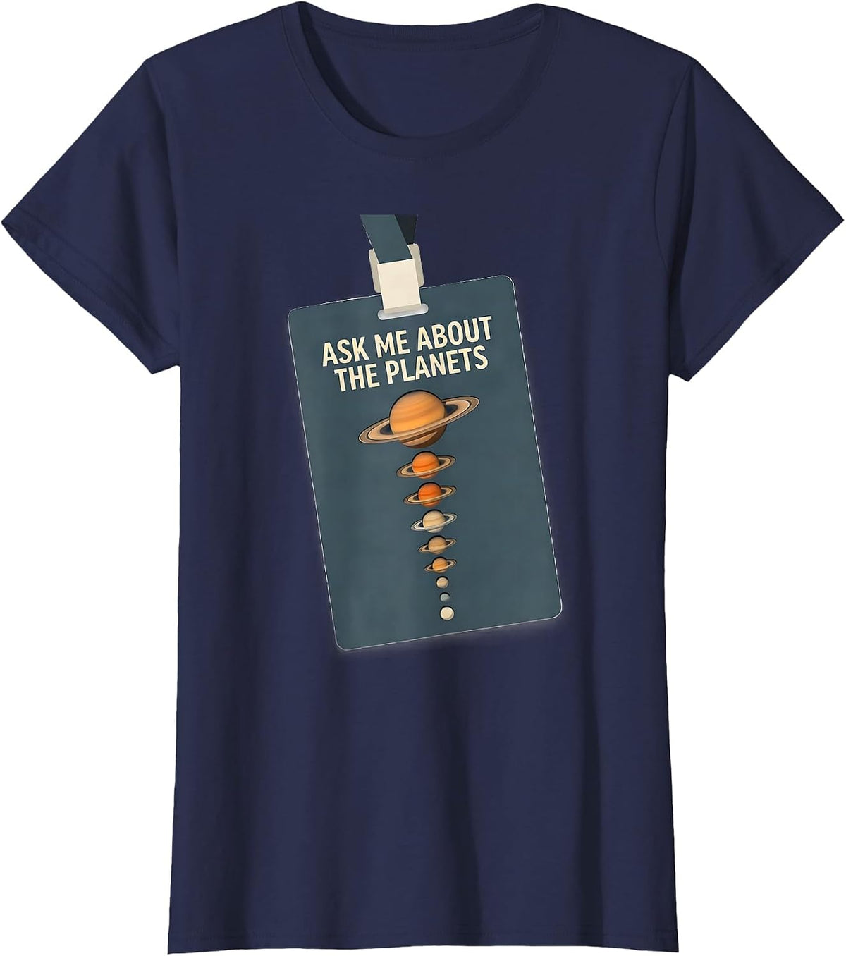 Women's Ask Me About The Planets Funny Solar System Space Enthusiast T-Shirt - Navy Blue