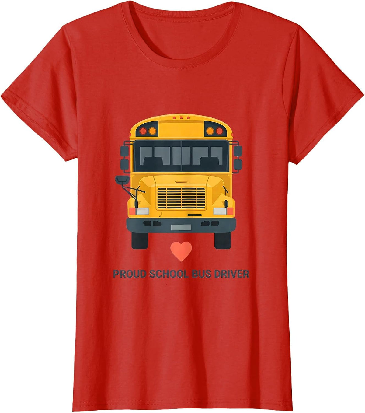 Proud School Bus Driver Flat Vector Transportation Squad T-Shirt - Red