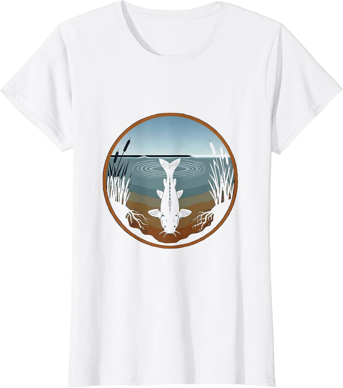 Women's Catfish Lurking in Murky River Depths T-Shirt - White