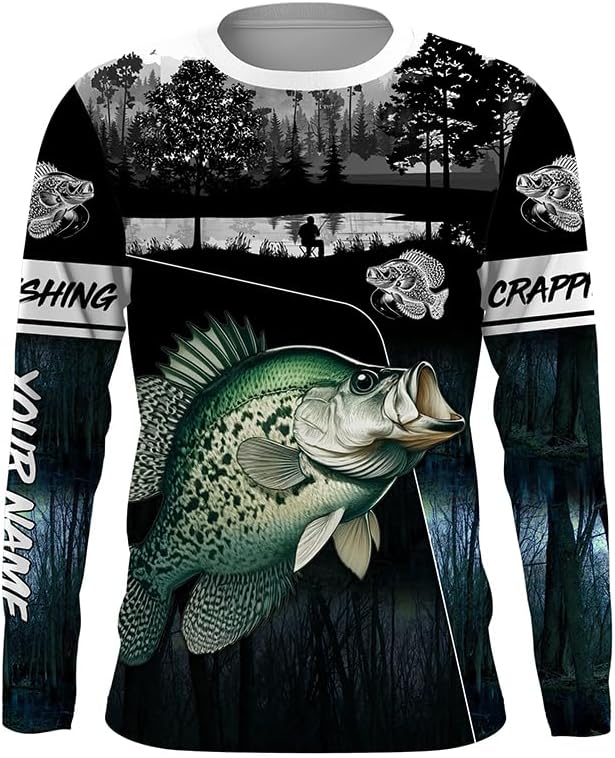 Crappie Fishing Blue camo Jerseys Custom Long Sleeve Fishing Shirt uv Protection, Fishing Gifts - Long Sleeves Upf