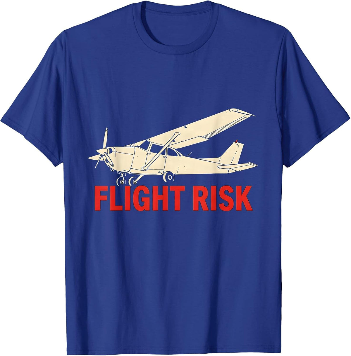 Flight Risk Stencil Graphic Aviation Enthusiast Pilot Family T-Shirt - Royal Blue