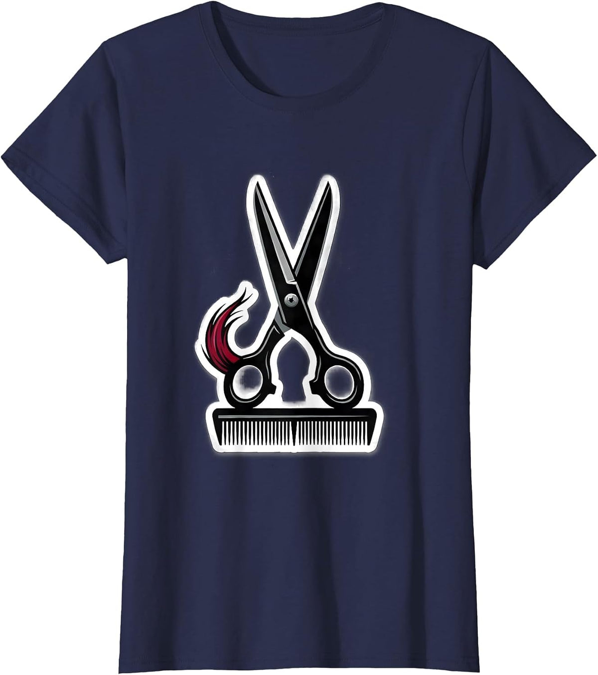 Women's Scissors Haircutter Humor Hairdresser Barber Gift T-Shirt - Navy Blue