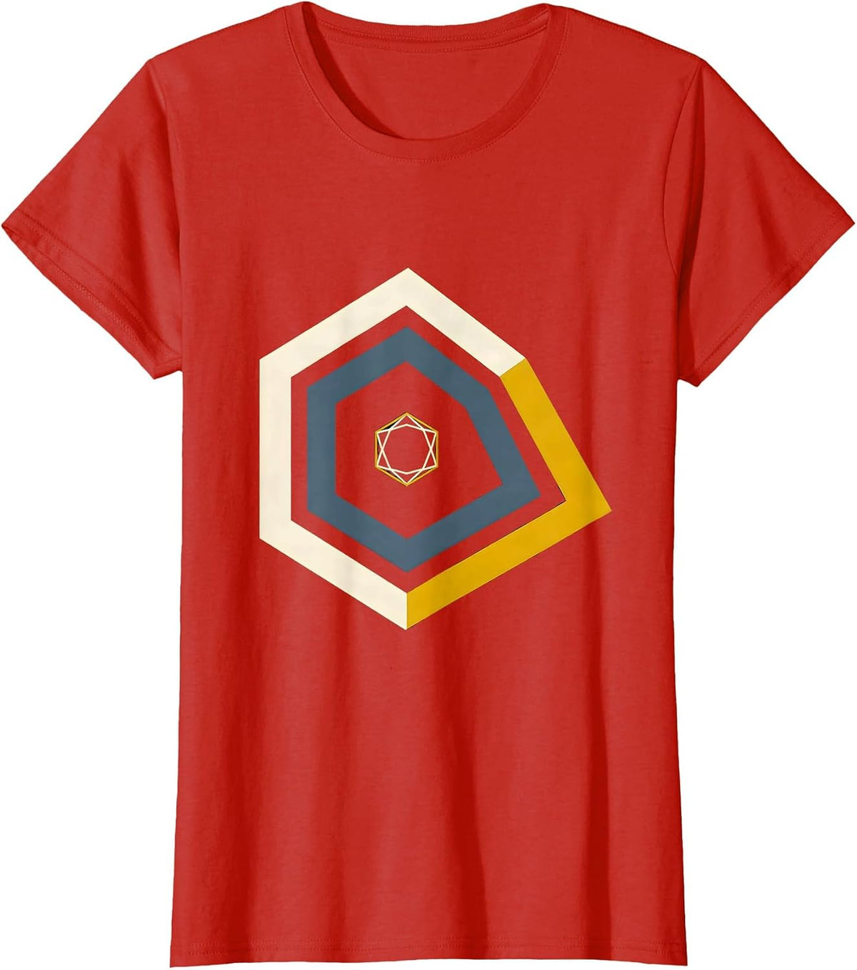 Women's Nested Gold Line 911 Dispatcher First Responder Tribute T-Shirt - Red