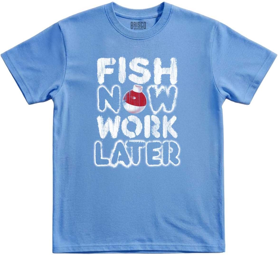 Fish Now Work Later Funny Angler Mens Graphic T Shirt Tees - Carolina Blue