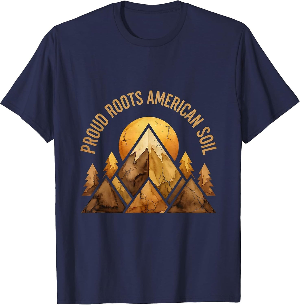Men's Proud Roots American Soil Patriotic USA Design T-Shirt - Navy Blue