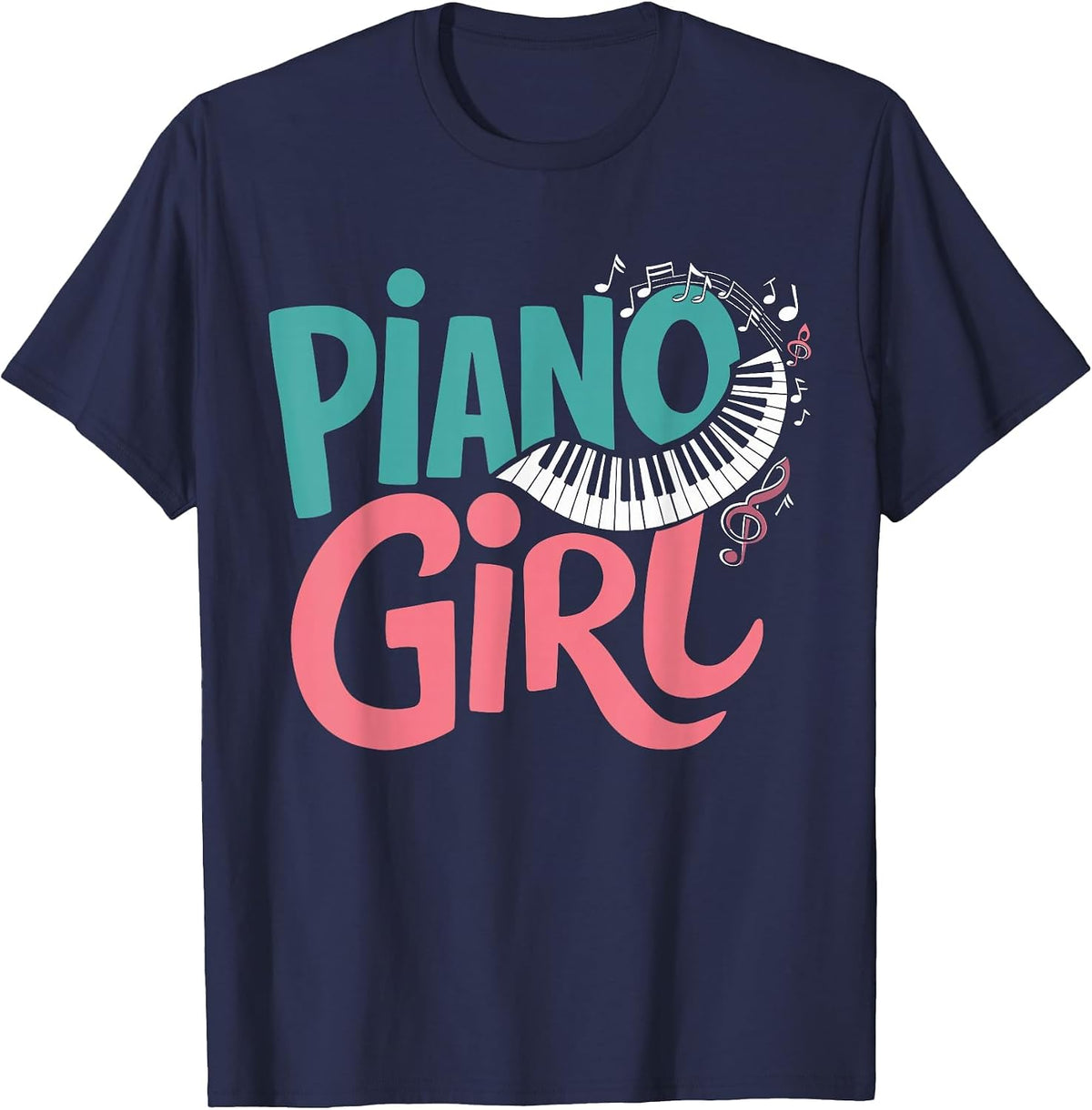 Piano Girl Pianist Music T-Shirt - Navy Blue