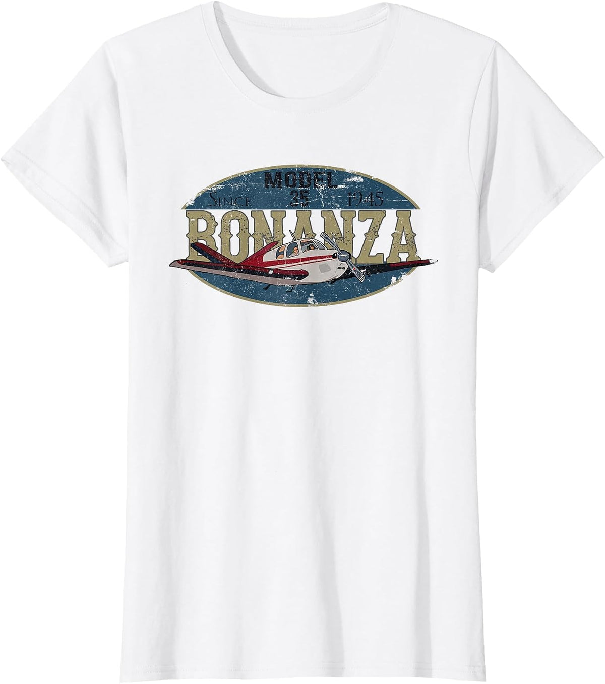 Model 35 Bonanza Since 1945 Retro Vintage Airplane Pilot T-Shirt - White