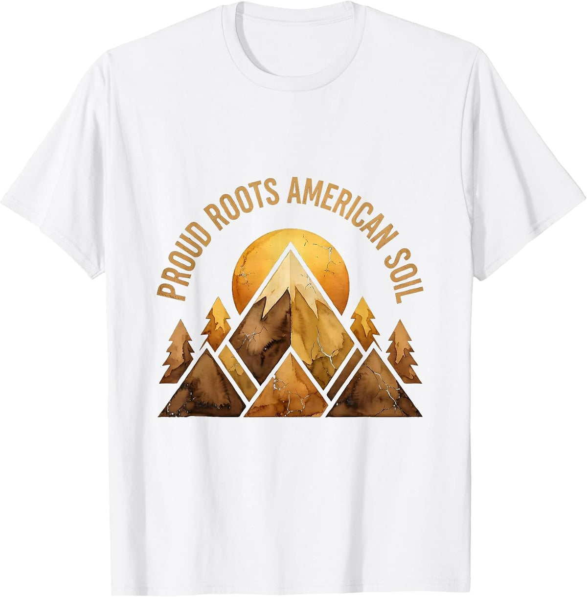Men's Proud Roots American Soil Patriotic USA Design T-Shirt - White