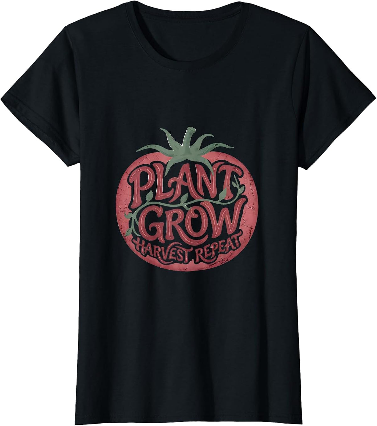 Plant Grow Harvest Repeat Tomato Garden Design T-Shirt - Black