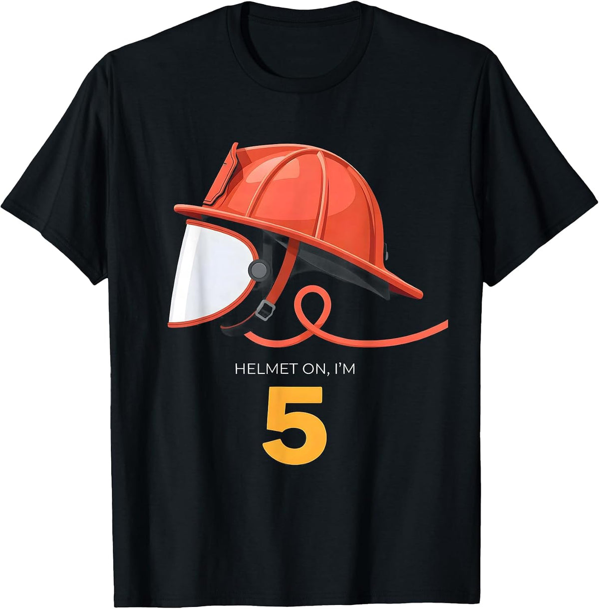Men's Helmet On Im 5 Firefighter Kids Birthday Toddler Boy T-Shirt - Black
