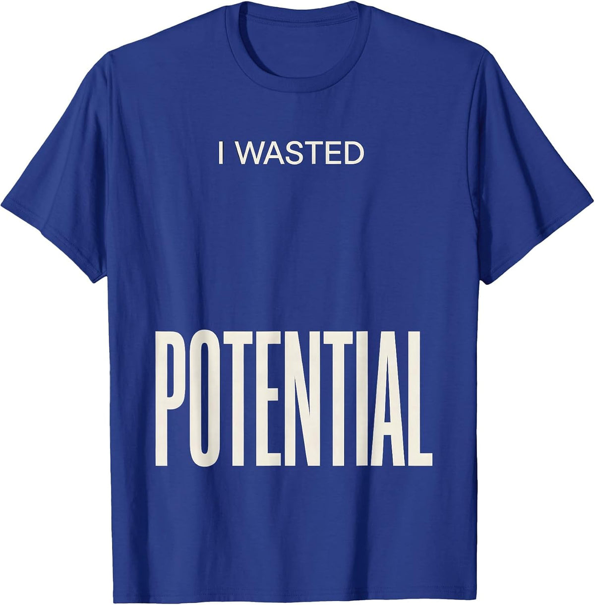 I Wasted Potential Funny Physics Pun Humor T-Shirt - Royal Blue