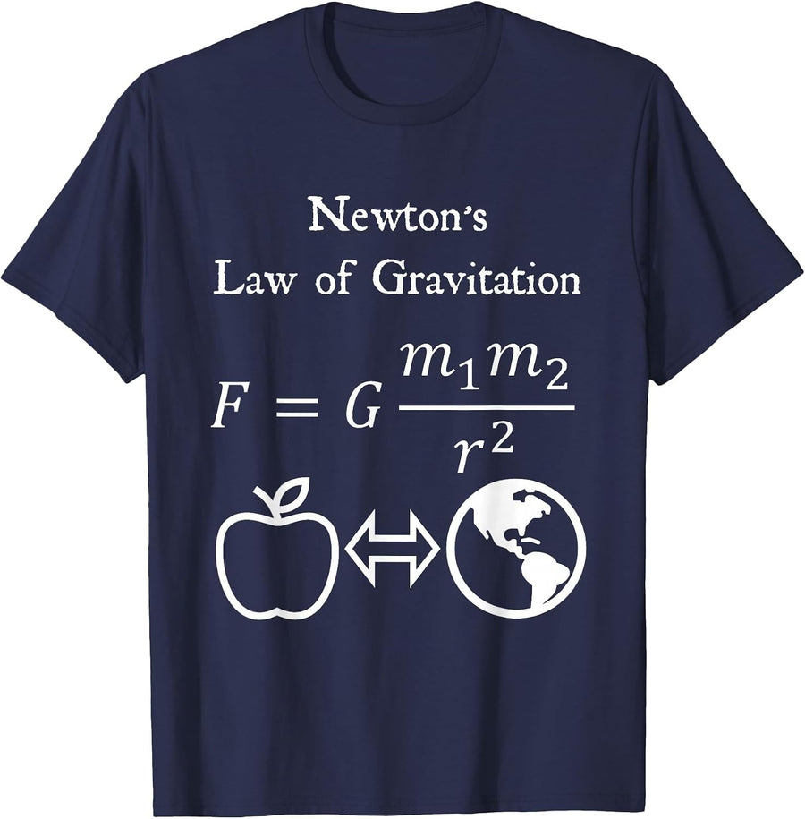 Newton's Law of Gravitation Physics Math Teacher Nerdy T-Shirt - Navy Blue
