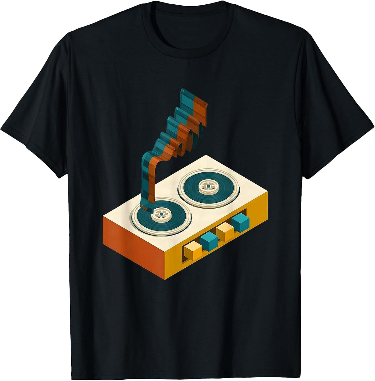 Men's Cassette Sampler Retro Hip Hop Nostalgia Streetwear T-Shirt - Black
