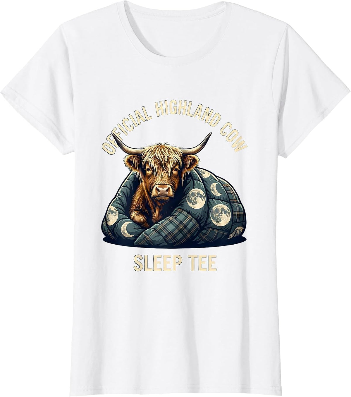 Official Highland Cow Sleep Tee Funny Cozy Pajama Gift T-Shirt - White