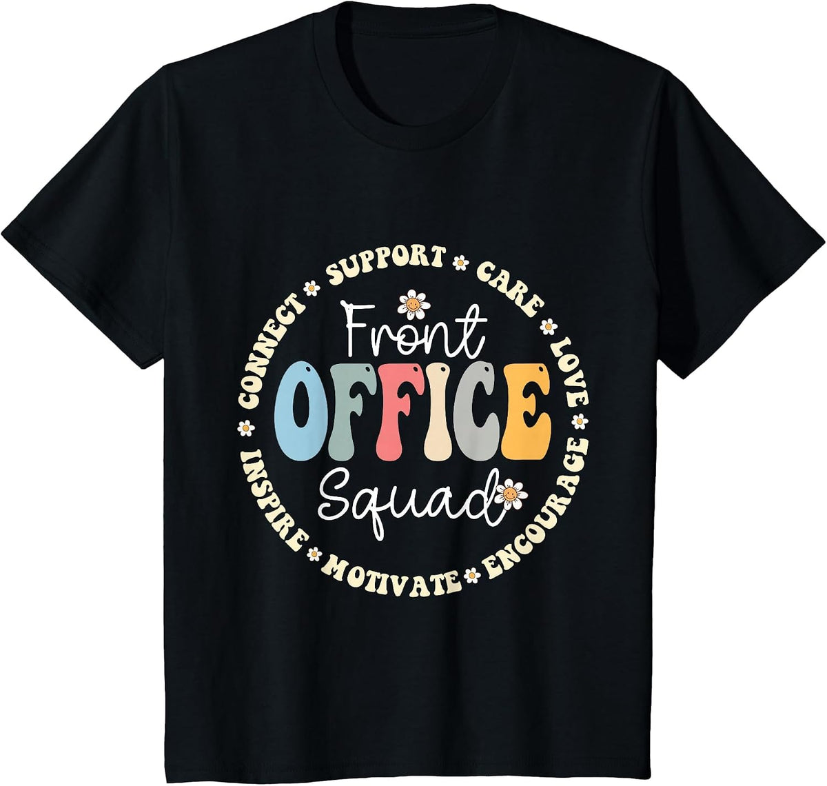 Retro School Secretary Admin Appreciation Front Office Squad Tees T-Shirts - Black