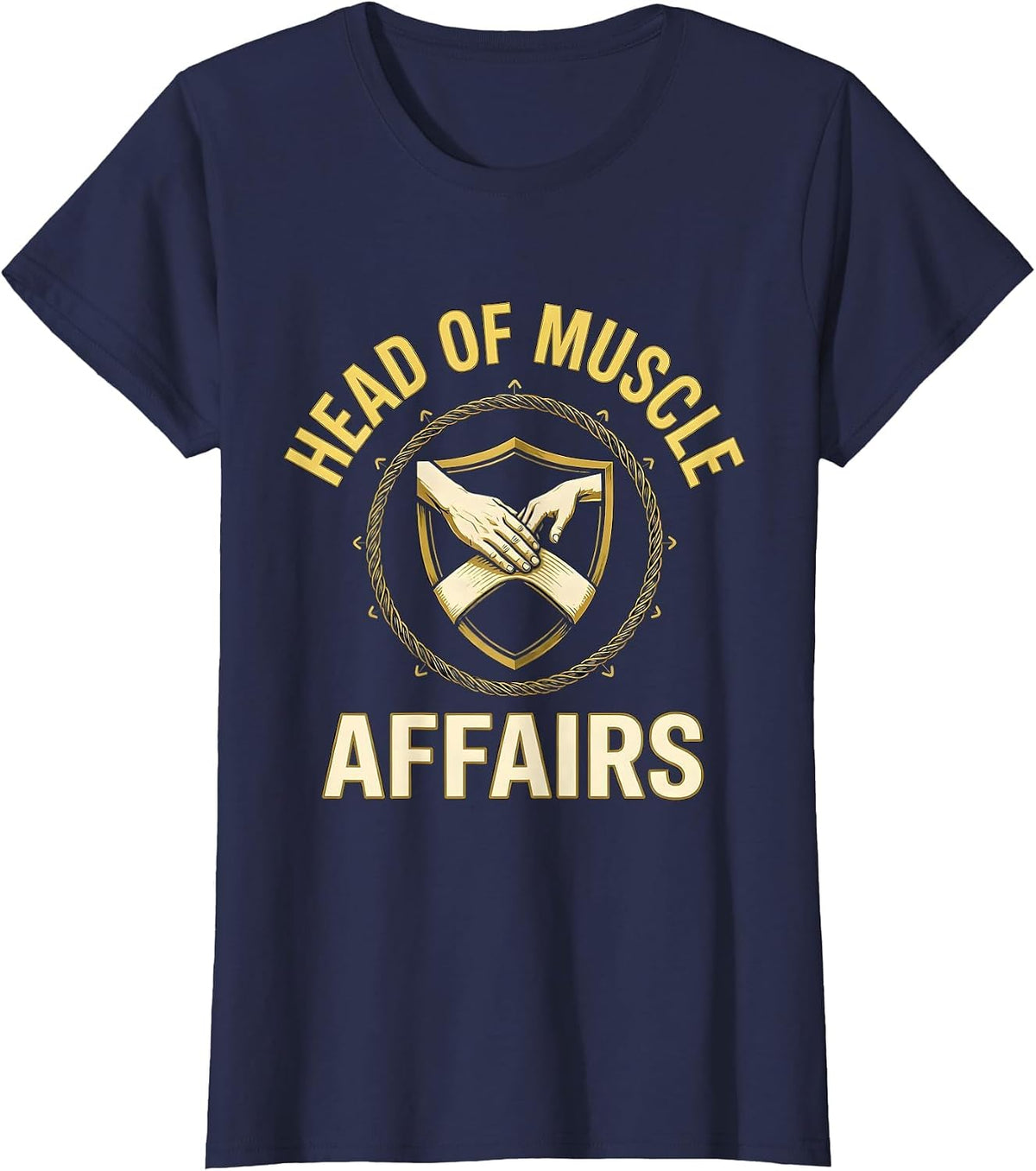 Women's Head of Muscle Affairs Funny Massage Therapist Occupational T-Shirt - Navy Blue