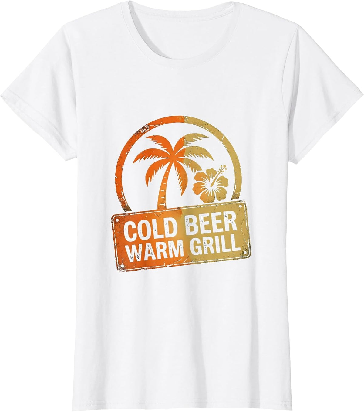 Cold Beer Warm Grill Labor Day BBQ Design T-Shirt - White