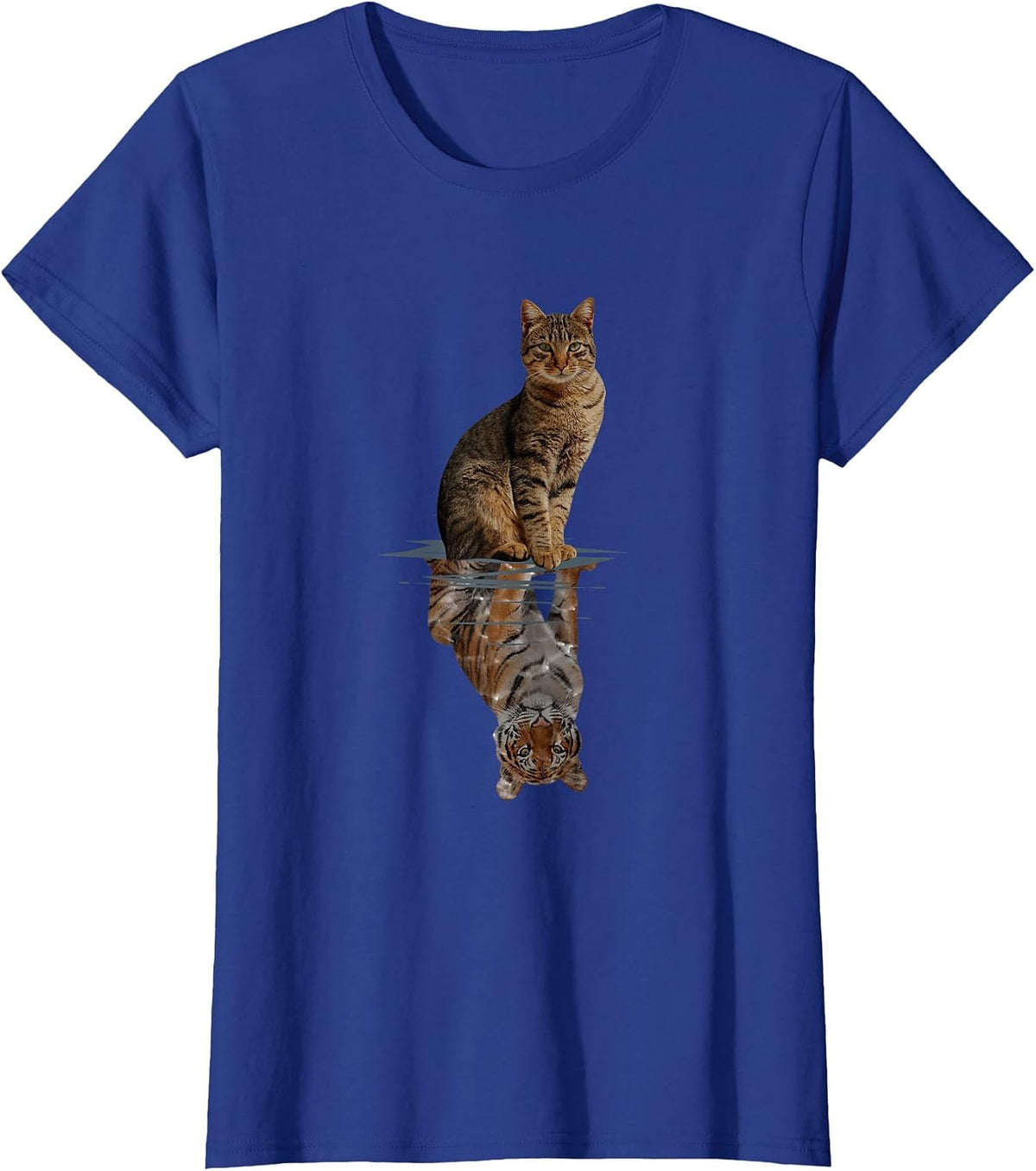 Cats Tiger Reflection Mirror Animal Cats Lovers T-Shirt - Royal Blue